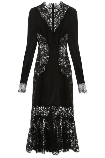 Shop Dolce & Gabbana Satin And Lace Dress In Nero