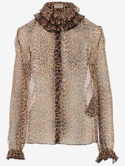 Shop Saint Laurent Top In Marrone