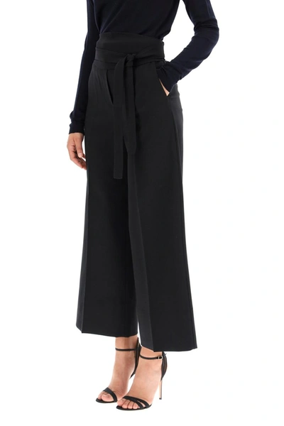 Shop Max Mara Albino Trousers Sash Belt In Nero