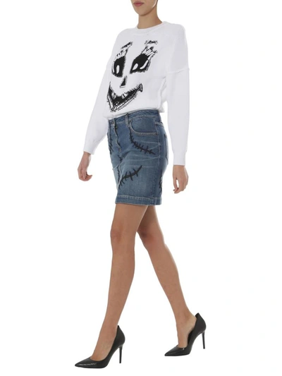 Shop Moschino Crew Neck Sweater In White