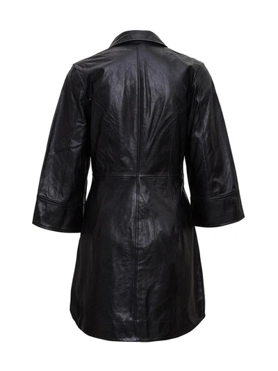 Shop Ganni Leather Dress In Black