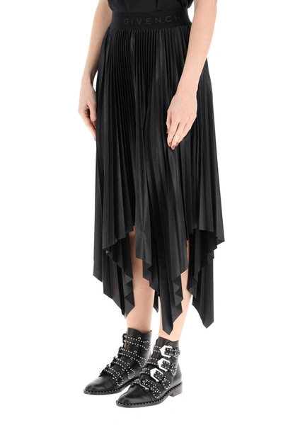 Shop Givenchy Asymmetric Pleated Skirt In Black