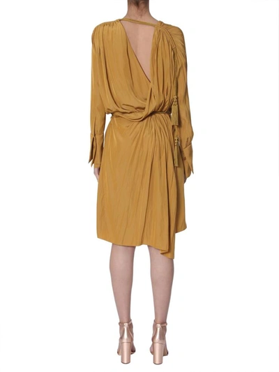 Shop Lanvin Midi Dress In Gold
