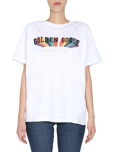 Golden Goose Aira Rainbow Logo Print T-shirt In White | ModeSens
