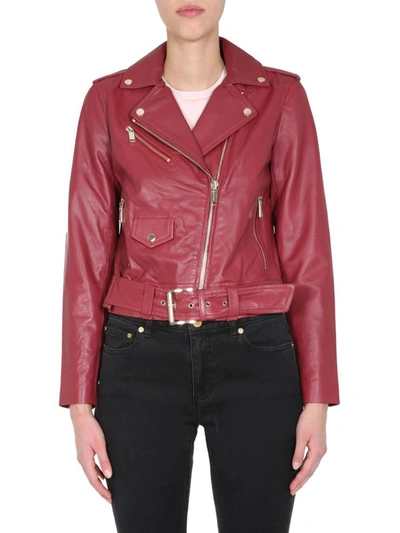 Shop Michael Michael Kors Biker Jacket In Bordeaux