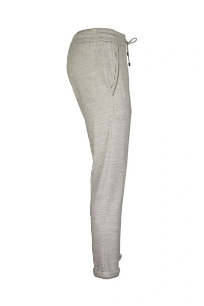 Shop Brunello Cucinelli Stretch Cotton Lightweight French Terry Trousers With Monili In Light Grey