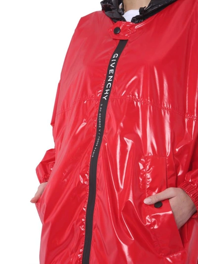 Shop Givenchy Hooded Wind Jacket In Red