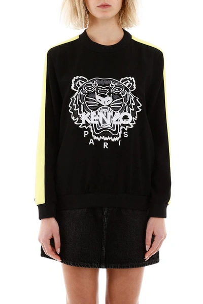 Shop Kenzo Logo Embroidery Crepe Sweatshirt In Black