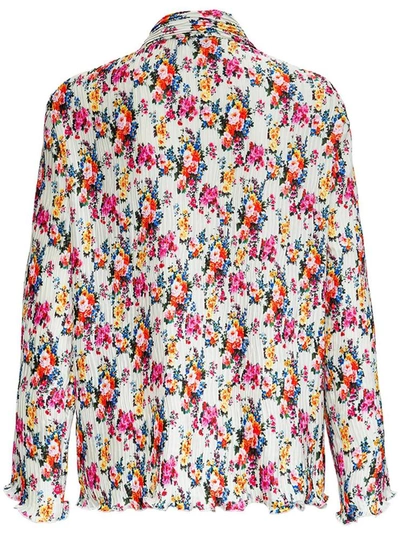 Shop Msgm Pleated Shirt With Floral Print In Multicolor