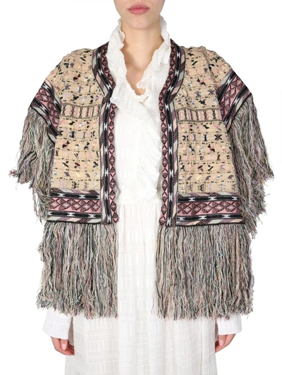 Shop Etro Hood With Fringes In Multicolour