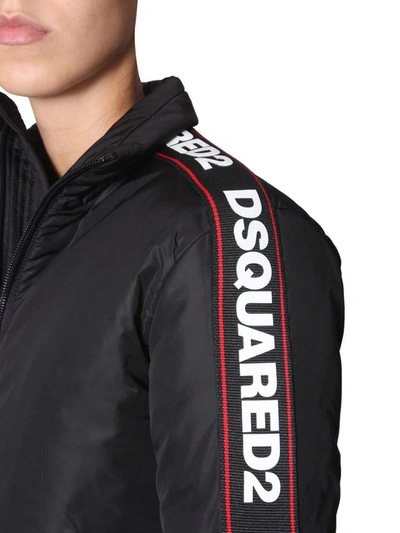 Shop Dsquared2 Down Jacket With Logo Band In Black