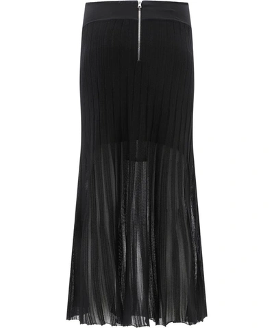 Shop Balmain Pleated Knitted Skirt In Black  