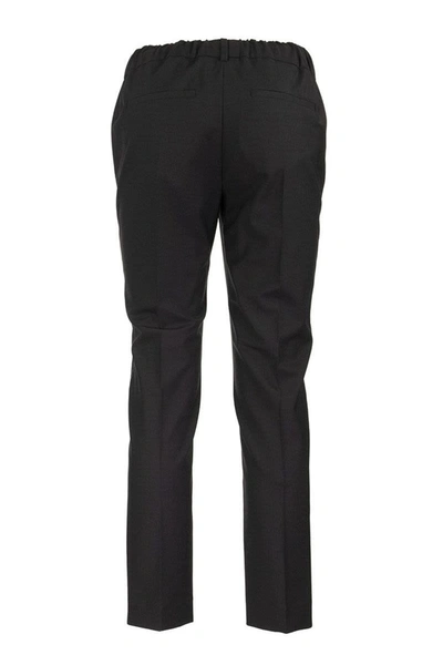Shop Brunello Cucinelli Grey Pants With Chain Appliqués In Black