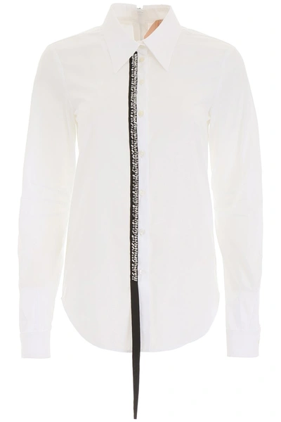 Shop N°21 N.21 Shirt With Crystal Ribbon In White