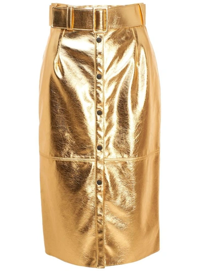 Shop Msgm Gold Maxi Skirt