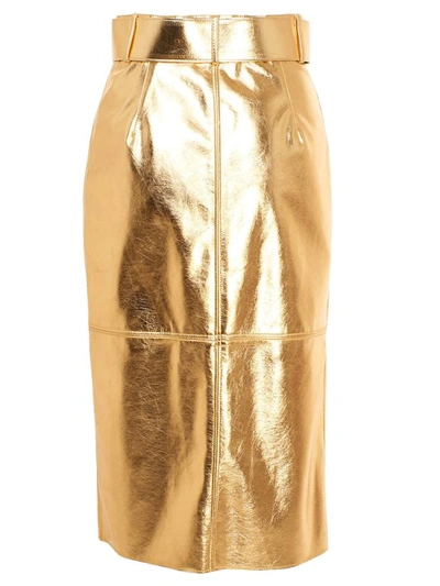 Shop Msgm Gold Maxi Skirt