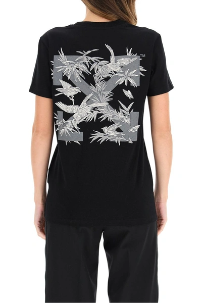 Shop Off-white Arrows Birds Embroidered T-shirt In Black Grey