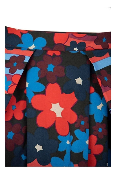 Shop Marni Rainbow Flower Print Cotton Full Skirt In Multicolor