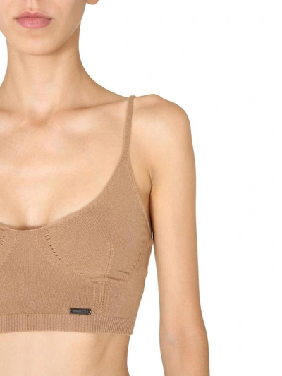 Shop Dsquared2 Knitted Top In Beige