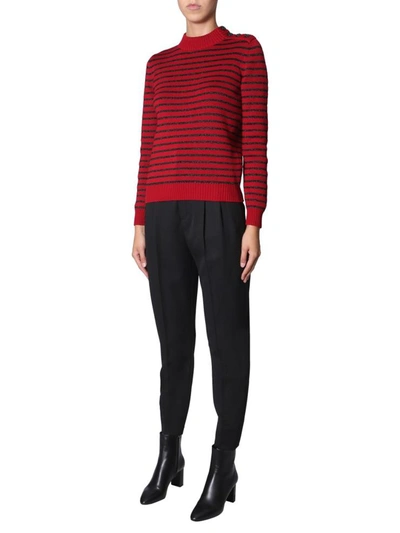 Shop Saint Laurent Crew Neck Sweater In Red
