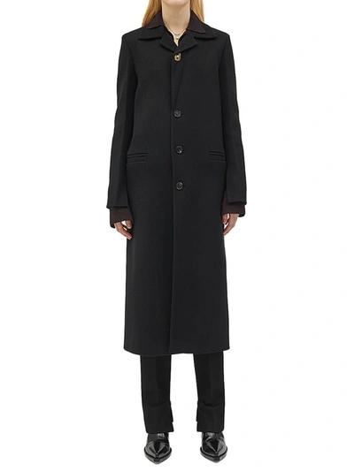 Shop Bottega Veneta Wool Coat Black