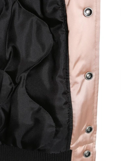 Shop Saint Laurent Varsity "teddy" Satin Jacket In Pink