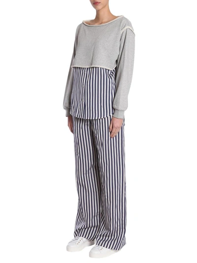 Shop Alexander Wang Striped Wide Leg Trousers In Grey