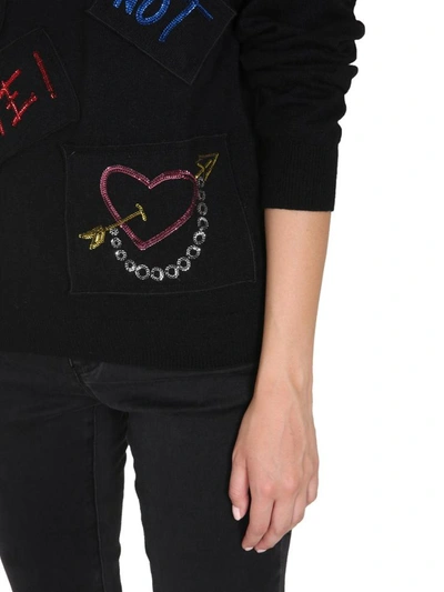Shop Boutique Moschino Crew Neck Sweater In Black