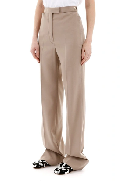 Shop Lemaire Wide Leg Trousers In Beige Grey
