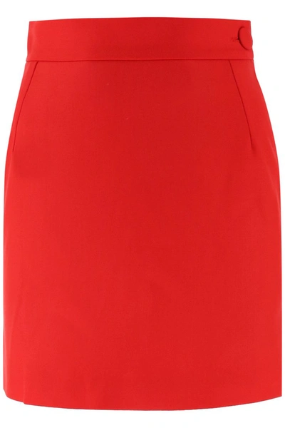 Shop Attico The  Wool Mini Skirt In Rosso
