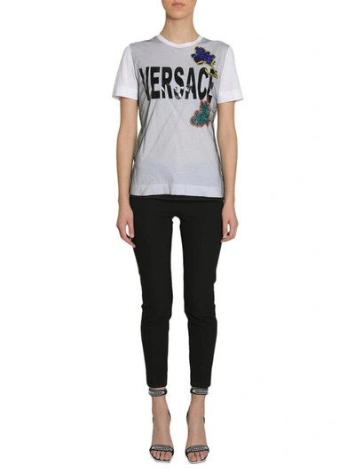 Shop Versace T-shirt With Logo Print In White