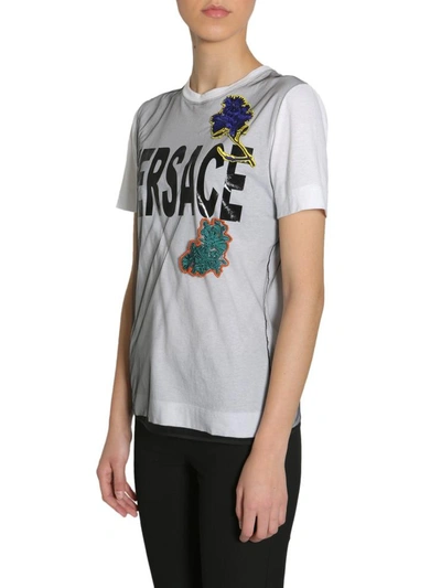 Shop Versace T-shirt With Logo Print In White