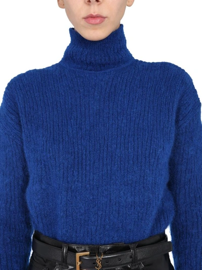Shop Saint Laurent Turtleneck Sweater In Blue