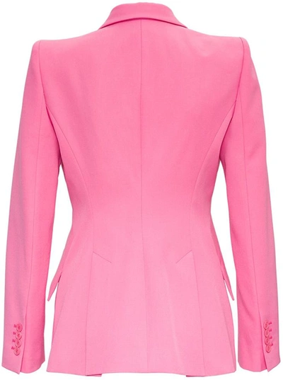 Shop Alexander Mcqueen Single Breasted Blazer With Oblique Pockets With Flap In Pink