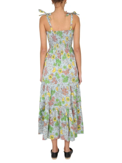 Shop Tory Burch Dress With Floral Print In Blue