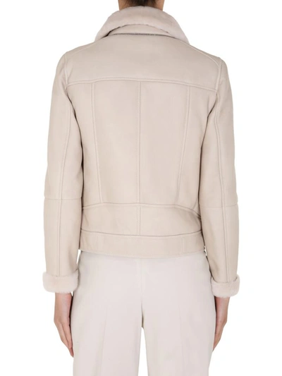 Shop Brunello Cucinelli Leather Jacket In White