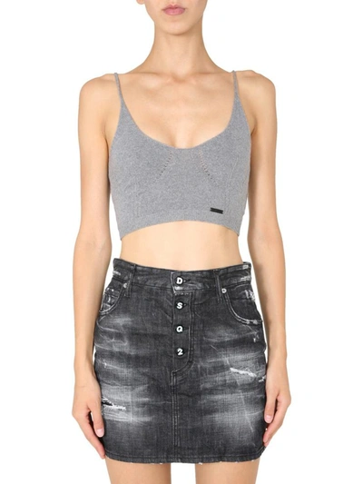 Shop Dsquared2 Knitted Top In Grey