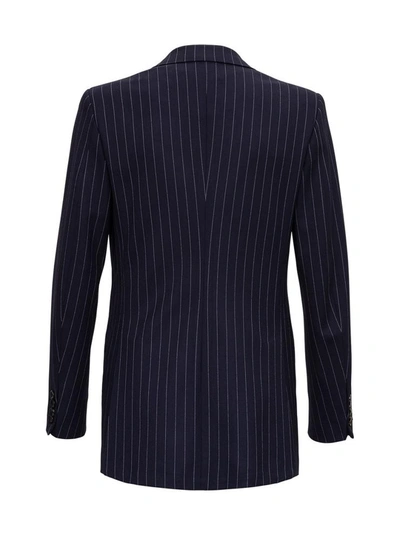 Shop Tonello Double-breasted Pinstripe Jacket In Blu
