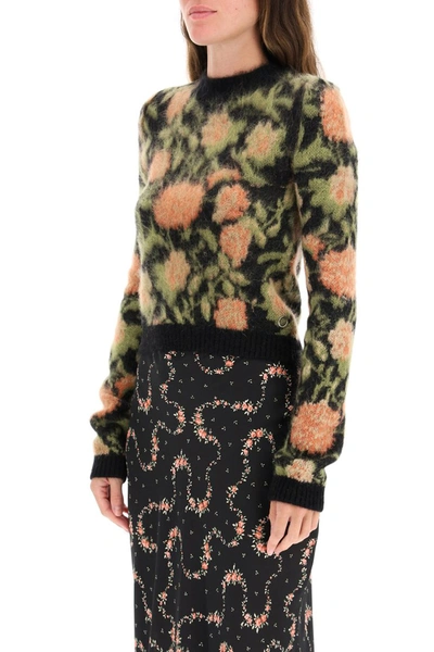 Shop Paco Rabanne Cropped Floral Sweater In Flowers Tapestry Mohair
