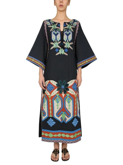 Shop Tory Burch Embroidered Caftan In Green