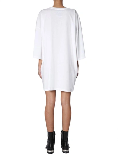 Shop Moschino Oversize Fit Dress With Logo In White