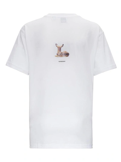 Shop Burberry Deer Printed Tee In Jersey In White