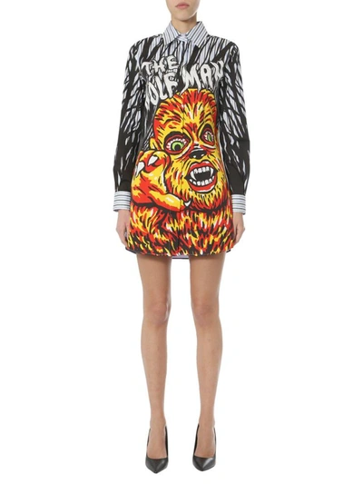 Shop Moschino Printed Shirt Dress In Multicolour