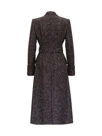 Shop Dolce & Gabbana Melange Trench-coat In Wool And Alpaca Blend In Grey