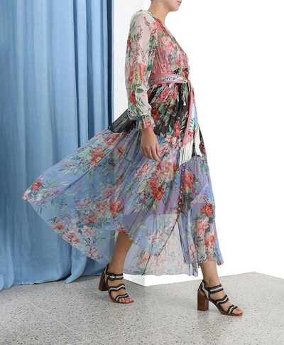 Shop Zimmermann Bellitude Spliced Long Dress In Multicolor