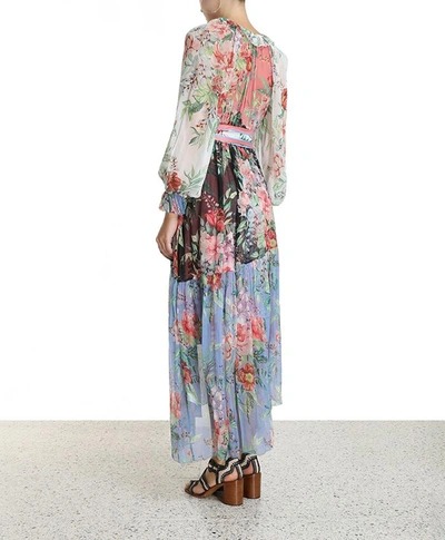 Shop Zimmermann Bellitude Spliced Long Dress In Multicolor
