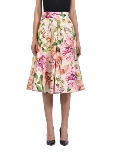 Shop Dolce & Gabbana Floral Silk Skirt In Multicolor