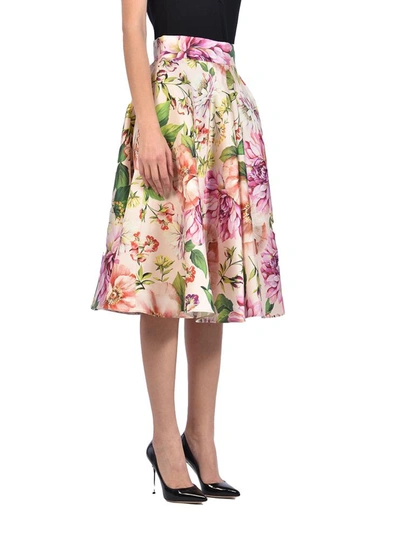 Shop Dolce & Gabbana Floral Silk Skirt In Multicolor