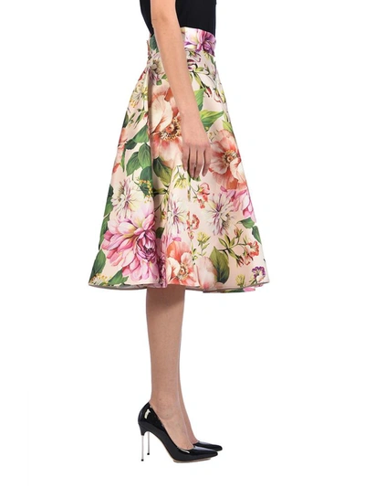 Shop Dolce & Gabbana Floral Silk Skirt In Multicolor