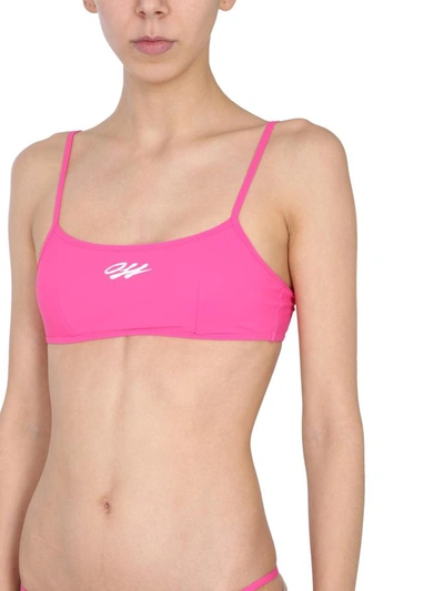 Shop Off-white Bikini With Logo In Fuchsia